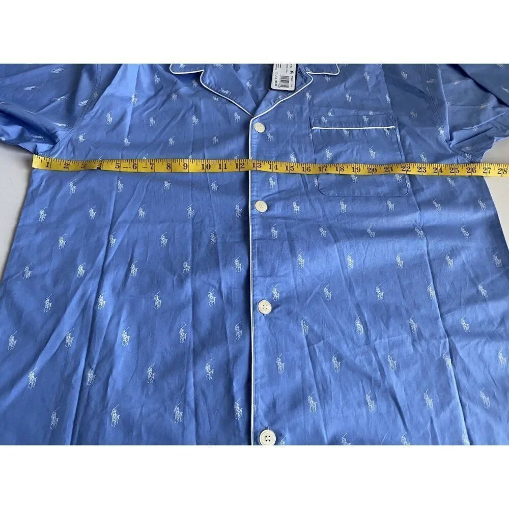Men's Sz 1XT Tall Polo Ralph Lauren Sleep Night Shirt‎ PJ Logo Collared Blue NEW